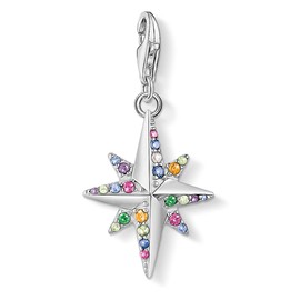 Thomas Sabo Women Charm Pendant Colourful Star Charm Club 925 Sterling Silver 1817-342-7