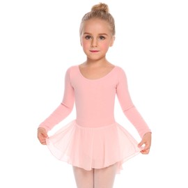Arshiner Kids Girls Classic Long Sleeve Leotard Dance Ballet Dress Light Pink