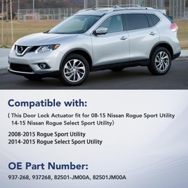 Rear Left Driver Side Door Lock Actuator Fit for 2008 2009 2010 2011 2012 2013 2014 2015 Nissan Rogue Sport Utility 2.5L L4, 14 15 Nissan Rogue Select, Replace 937268 82501JM00A