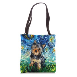 Yorkshire terrier Starry Night Cute Yorkie Dog Art by Aja Tote Bag
