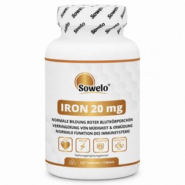 Iron Bisglycinate 20 mg, High Dosage, 120 Tablets, Supports Blood Formation