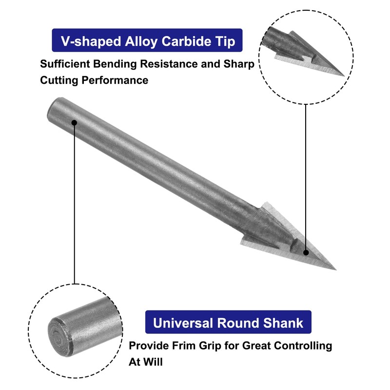 sourcing map 5pcs 30 Degree V-Groove Router Bit 10mm Dia