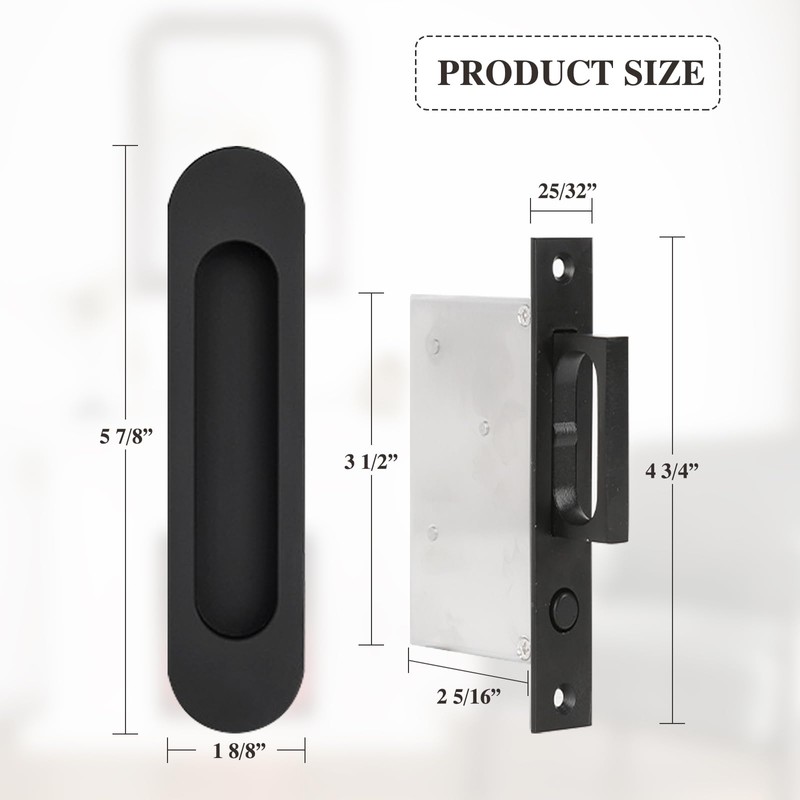 Fihatokus Sliding Pocket Door Handles with Edge Pull,6 inch Oval