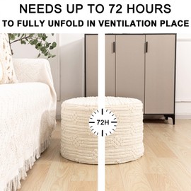 Asuprui Pouf Ottoman Foot Rest – Plush Round All-in-one Foam Stool for Cozy Lounging, Floor Pouf & Chic Decor (Linen)