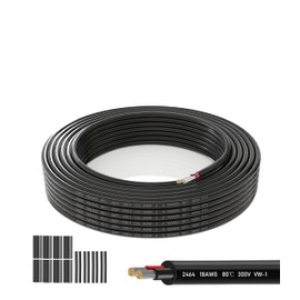 18 AWG 2 Conductor Electrical Wire- 18/2 Gauge Stranded PVC Cord-Oxygen-Free Tinned Copper Core,12V/24V Low Voltage Flexible Cable for LED Strips,Solar Lighting,RV Wiring (49.21FT)