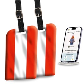 [Pack 2] tag8 Austria Flag Smart Luggage tag |Trendy Luggage tag ID Identification | Suitcase Tag | Fashionable Digital Name tag | Airline Compliant, SITA World Tracer Code Enabled | Gift idea