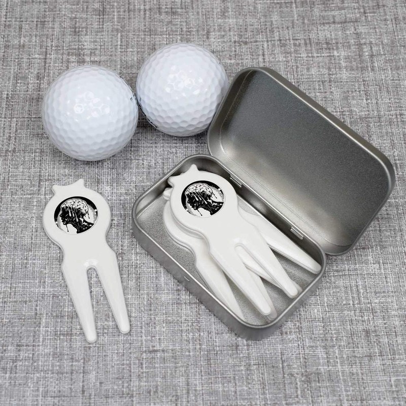 Azeeda 'Head with Melted Brain' Golf Divot Tool/Repair Fork Gift