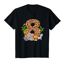 Kids 8 Year Old Zoo Birthday Safari Jungle Animal 8th B-day T-Shirt