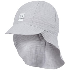 Smarilla Peaked Cap Baby Hat Boy with Neck Protection Summer Muslin, gray