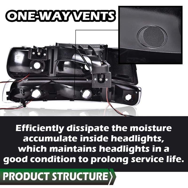 LQI Headlight Assembly Compatible with Chevy Silverado 1500 2500 1999-2002/Fit