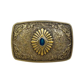 TOPACC - Hebilla de cinturón estilo vaquero, estilo vaquero, estilo clásico, de 1.5 pulgadas, novedad para hombres y mujeres, Oro turquesa., Fit Belt Width: 1.5 in