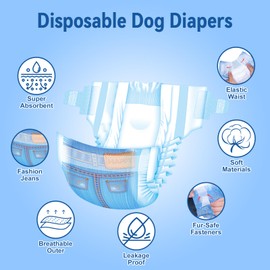 Pet Soft Dog Diapers Female, Disposable Dog Diapers, Cat Diapers for Female Cats, Puppy Diapers 8pcs Medium