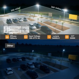 New Upgraded 240W Led Stadium Flood Light 36000Lm with UL Certified Plug 1500W Equivalent Super Bright Commercial Area Lighting 100-277V 5000K IP66 Waterproof Arena Lights for Sport Fields and Courts