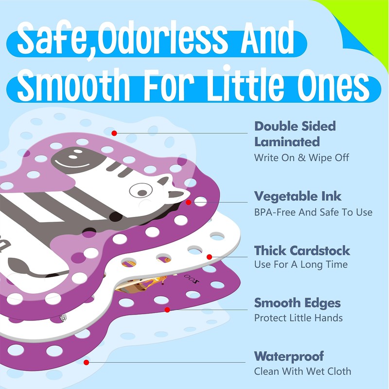 SpriteGru 26PCS Kids Lacing Cards, 26 Double Sided Uppercase Sewing