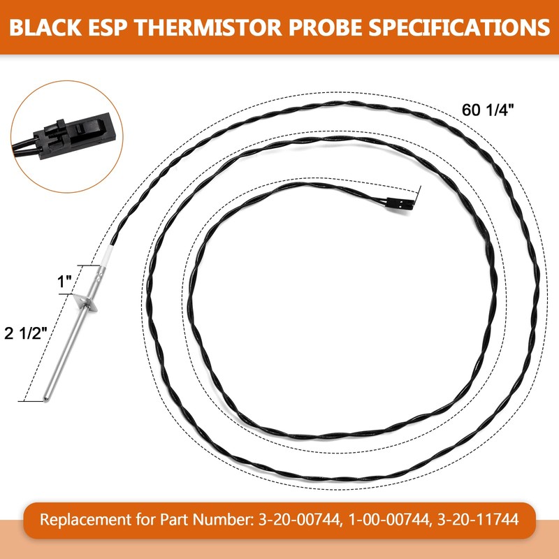 Hiorucet 3-20-00744 Black ESP Thermistor Probe & 3-20-00906 Sensor Thermostat