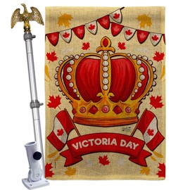 Angeleno Heritage Celebrate Victoria Day Burlap House Flag Eagle Set Canada Provinces Canadian Territories Region Country Particular Area Banner Small Garden Yard Gift Double-Sided, Made in USA