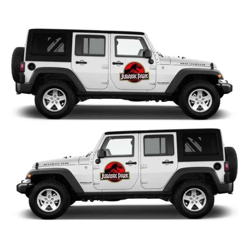 Par Stickers Jurassic Park A Color Para Camioneta Auto Suv