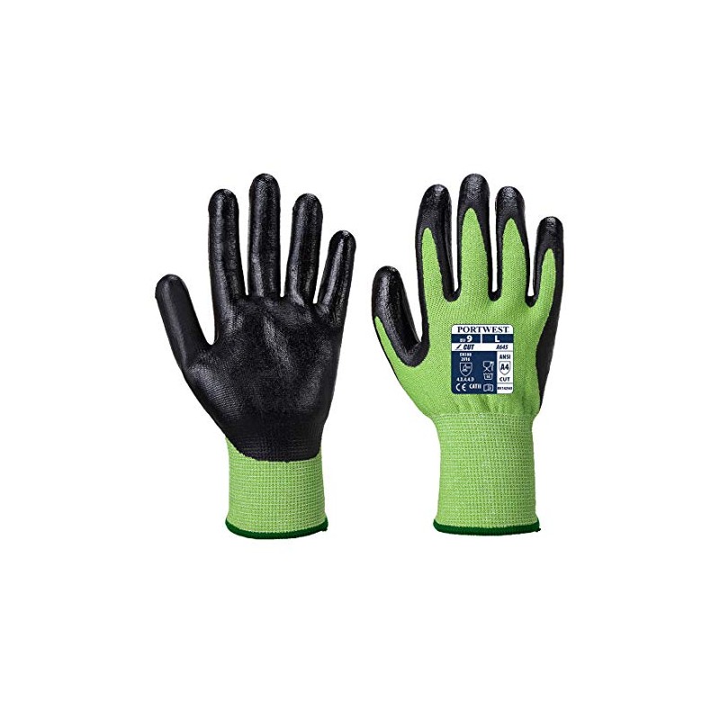 Portwest A645 Cut Resistant Green Cut - Nitrile Foam Green/Black,