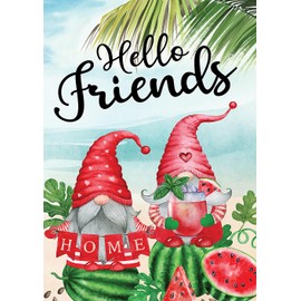 Toland Home Garden 1112693 Watermelon Waves Gnome Flag, Double Sided for Outdoor Summer House Yard Decoration