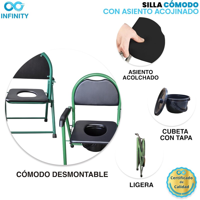 Medstar Infinity - Silla Cómodo con Asiento Acojinado para Baño.