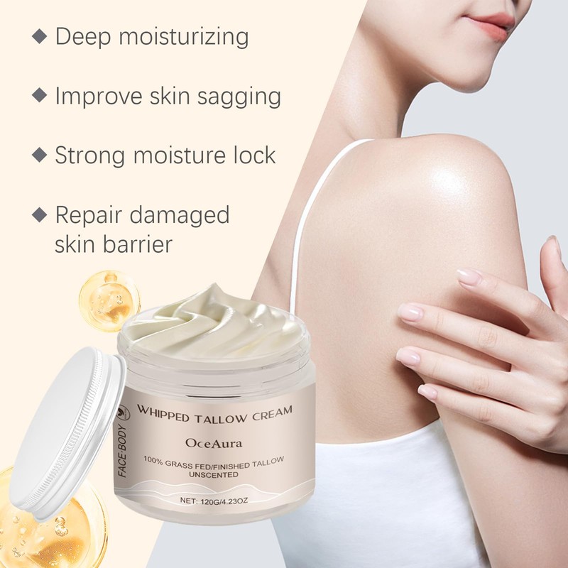 Flygragon Whipped Beef Tallow and Honey Balm, Grass Fed Grass