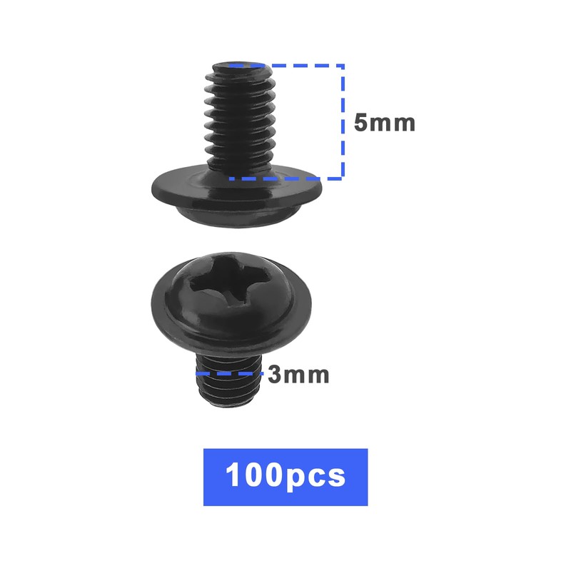 OTOTEC 100PCS PC Motherboard Screws M3x5mm Crosshead Machine Screws Metal