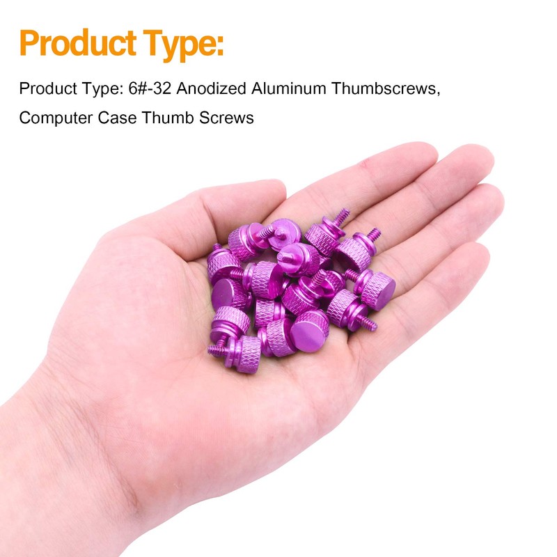 Powlankou 20 Pieces 6#-32 Computer Case Screws, Anodized Aluminum Thumbscrews,