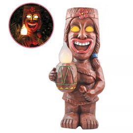 Solar Powered LED Tiki Light Solar Totem Figurine Ornaments LED Garden Light Decoration Crafts for Porch Lawn Trail