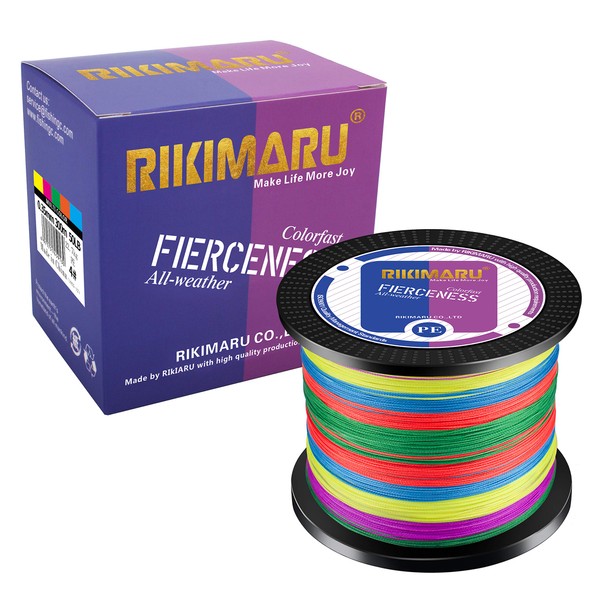 RIKIMARU FIERCENESS Braid Fishingline (Multicolor-1094Yds, 120LB(0.55mm)-8 Strands)