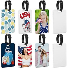 Huhumy 8 Pieces Sublimation Blank Luggage Tags with Strap Double Sided Blank Travel Tags Heat Transfer Name ID Card DIY Sublimation Identify Label for Easter Day Craft, 4 x 2.75 Inch