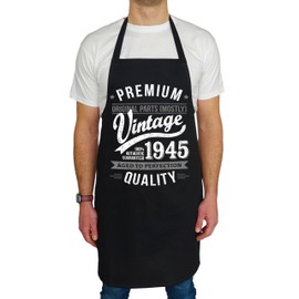 1945 Vintage Year - Aged To Perfection - 80th Birthday Gift | Present for Men Apron Black