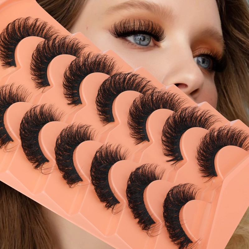 JIMIRE False Eyelashes Fluffy Cat Eye 15MM Natural Fake Lashes
