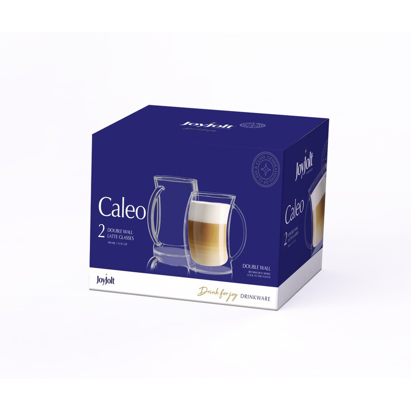 JoyJolt Caleo Collection Double Wall Insulated Glass Coffee Cups (Set