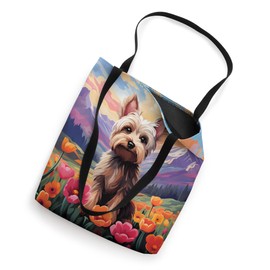 Cute Yorkie Yorkshire Terrier Flower Mountain Sunset Dog Tote Bag