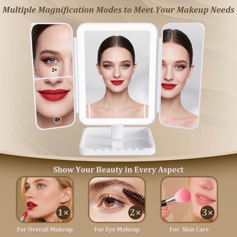 DailyCuddles Makeup Mirror Vanity Mirror with Lights, 3 Color Lighting