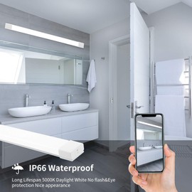 Utility LED Shop Lights Fixture with Plug 4FT 5000K 36W 3600LM Linkable Waterproof LED Closet Light Under Cabinet Light Ceiling LED Tube Light for Garage Kitchen Bathroom Workbench and Office (White)