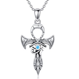 ROMANTIC WORK Egyptian Chain 925 Sterling Silver Egypt Ankh/Anubis Pendant Egyptian Jewellery Gifts for Men Women, Sterling Silver