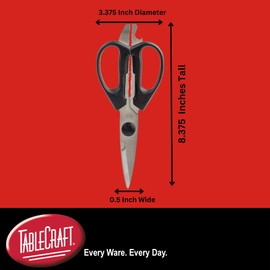 TableCraft 10995 PerfectGrip Kitchen Shears, Stainless Steel 420, Multi-Purpose Prep Tool with Built-in Handle Features, One Size, Silver, Dishwasher Safe, NSF Listed