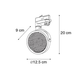 QAZQA - Modern Rail Spotlight, Ceiling Spotlight, Ceiling Spotlight, Spotlight, Lamp, Black for 3-Phase Rail GU10, 111 mm, 3-Phase Master Honey, Living Room, Bedroom, Aluminium