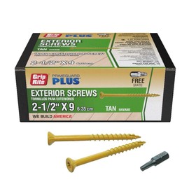 Grip-Rite L212STT1 PrimeGuard Plus #9 x 2-1/2" Wood to Wood Deck Screw, Tan, 1lb Box