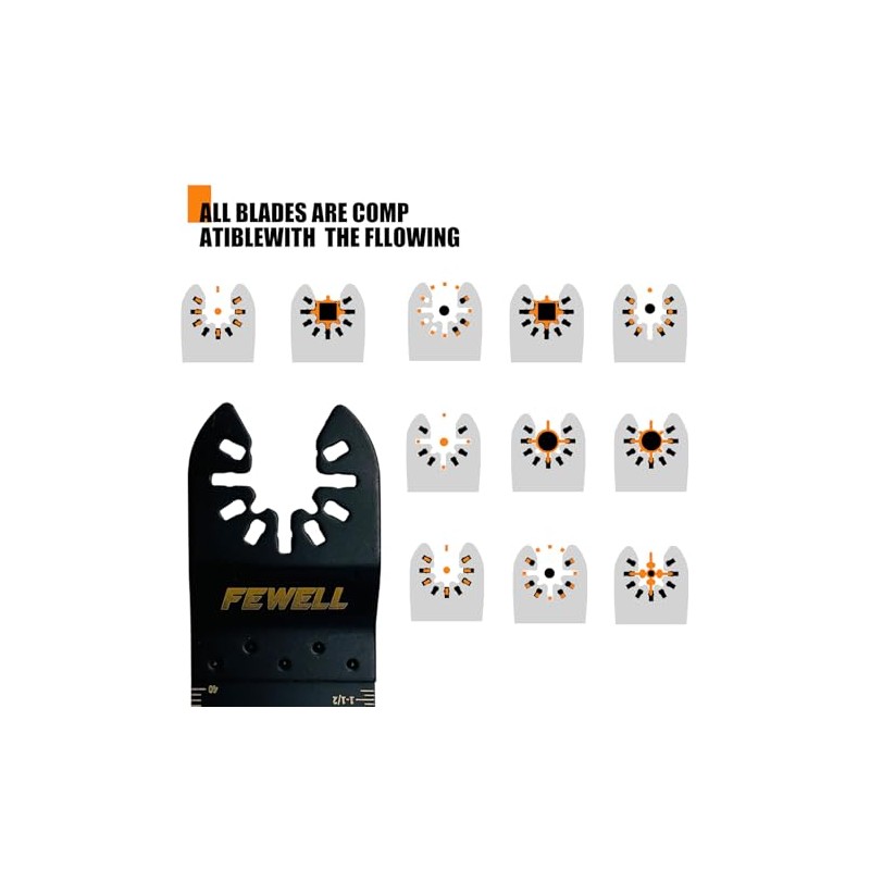 FEWELL 55PCS Oscillating Saw Blades, Universal Titanium Multitool Blades for