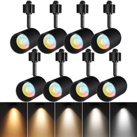 LEONLITE 8-Pack 18W 5CCT LED Track Light Heads H Type, 2700K/3000K/3500K/4000K/5000K Selectable, 45° H Type Track Light Heads, CRI90+, 1530LM Ultra Bright Spotlight Fixtures Dimmable, Matte Black