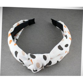 Perfect Hairstyle with Our Hair Accessories - White Polka Dot T Knot Headband Fabric Covered Band Grip Teeth Brown Orange Fashionable Hair Accessory Hair Jewelry Accessories for Lady Women