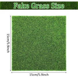 4PCS Fake Grass Mat - Mini Artificial Grass - Model Grass Carpet - Craft Lawn Turf for Dolls House DIY Decoration Toy Farm Landscape - 15×15cm (Green)