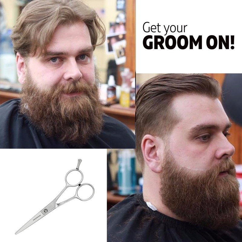Professional Moustache Trimming Scissors with Groomarang Gift Pouch
