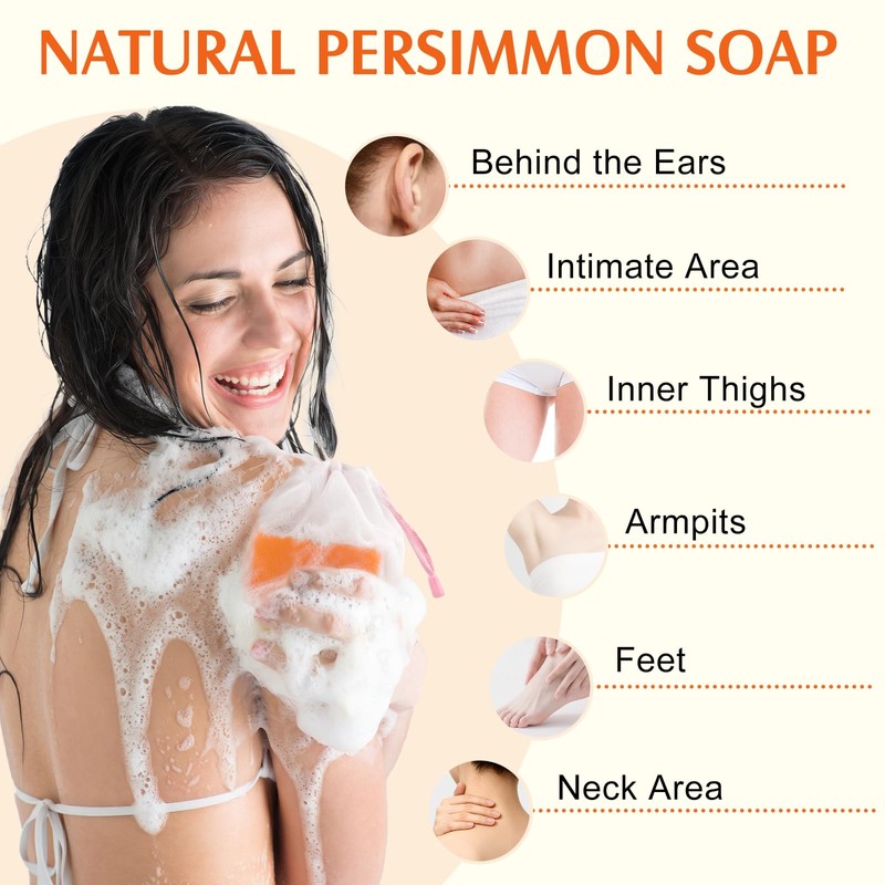 2PCS Persimmon Soap for Odour Body, Deep Cleansing & Moisturising