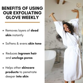 MS Exfoliating Glove Mitt Body Scrubber - For Dead Skin Scrubbing and Deep Pore Cleansing - Body Exfoliator Dead skin remover Shower Glove - Pack of 2 White - by MoroccanSource