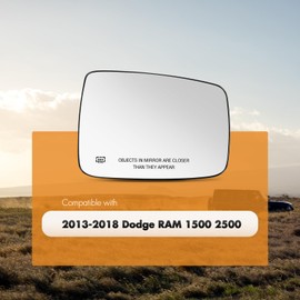 SNEMEEY Passenger Side Mirror Replacement for 2013 2014 2015 2016 2017 2018 Dodge Ram 1500 2500, Right Side Exterior View Mirror Glass, Power Heated with Rear Holder, 68079363AA