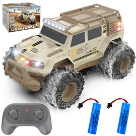 UFULMN Amphibious Remote Control Car 1:14 with 2 Rechargeable Batteries, 4WD Electric Vehicle for Boys Age 8-12, Offroad Waterproof RC Truck All Terrain RC Drift Cars Beach Pool Toys Gifts for Kids