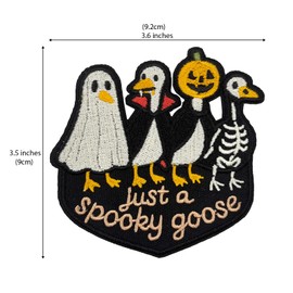 3.5'' Just A Spooky Goose Embroidered Iron-On Patch, Holloween Silly Goose Emblem